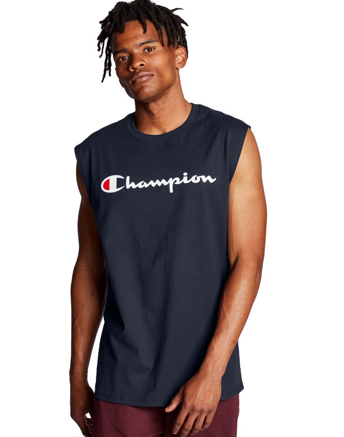 Champion Tanktop Heren - Donkerblauw - Classic Jersey Script Logo ( 675421-XMZ )